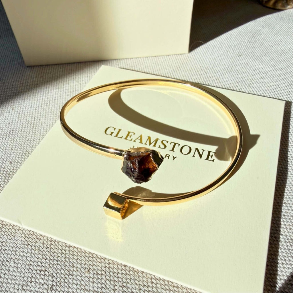 The Cube & Crystal Bracelet - Citrine
