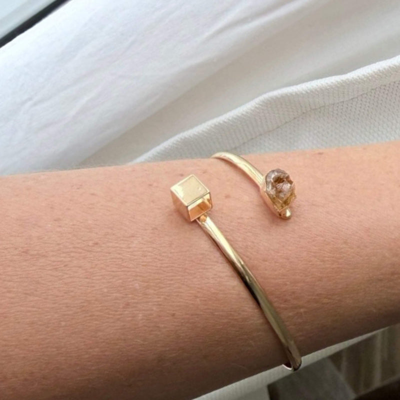 The Cube & Crystal Bracelet - Citrine