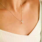 The Cube & Crystal Necklace - Rose Quartz