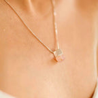 The Cube & Crystal Necklace - Rose Quartz