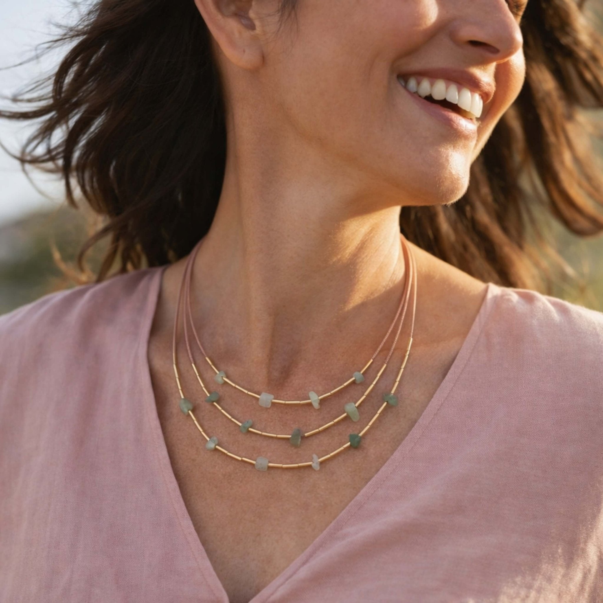 The Earth’s Embrace Layered Necklace – Green Quartz