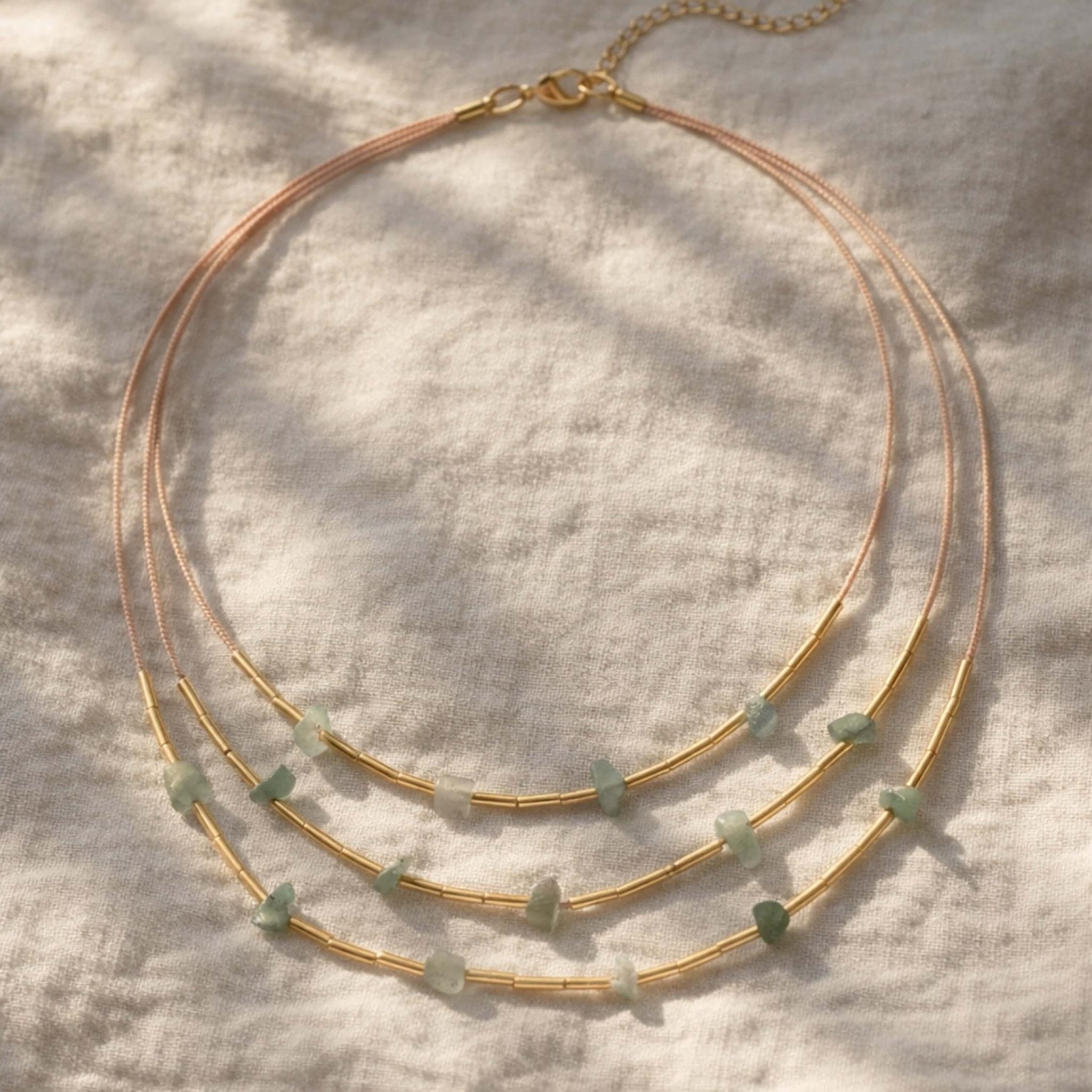 The Earth’s Embrace Layered Necklace – Green Quartz