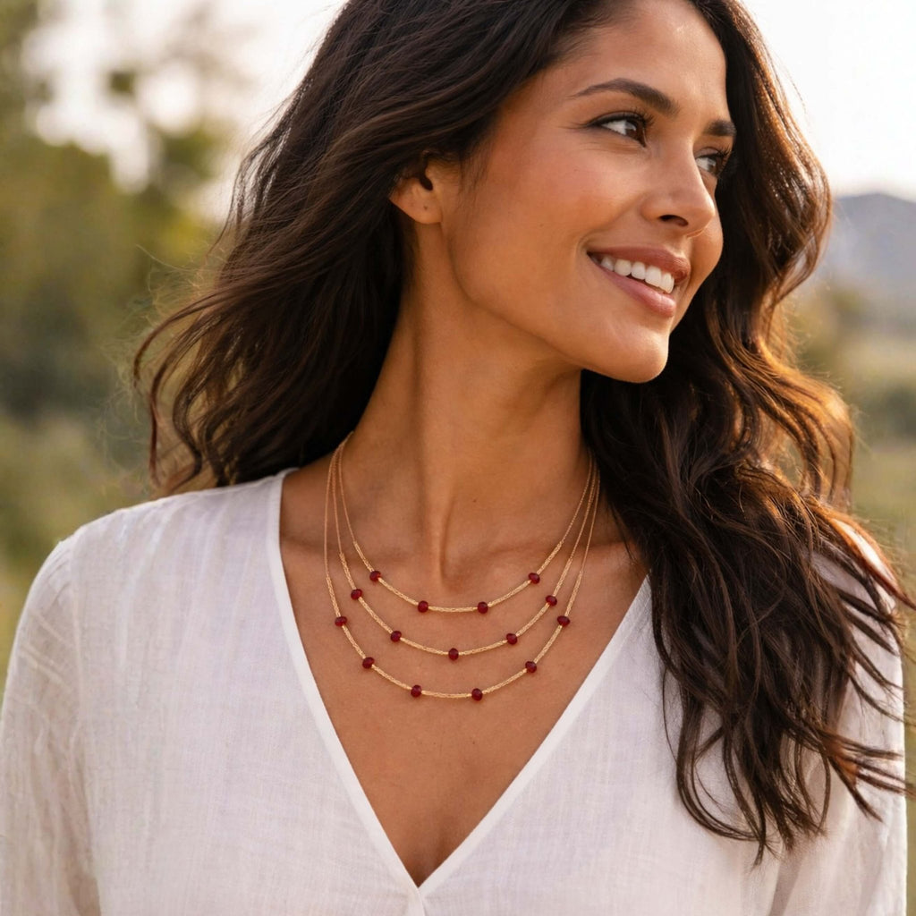 The Earth’s Embrace Layered Necklace – Red Coral