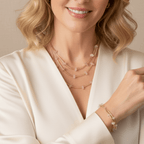 The Earth's Embrace Necklace | Layered Rose Quartz and Buriti Fiber Gold