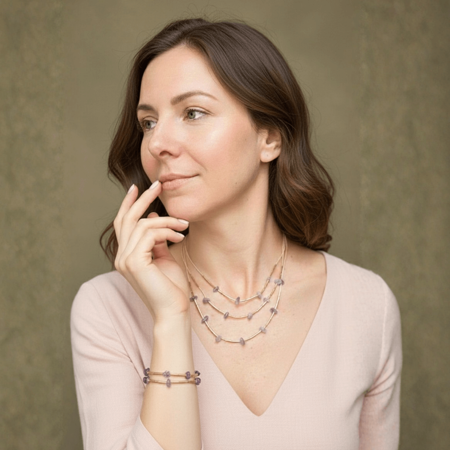 The Earth's Embrace Set | Layered Gemstone Necklace & Bracelet