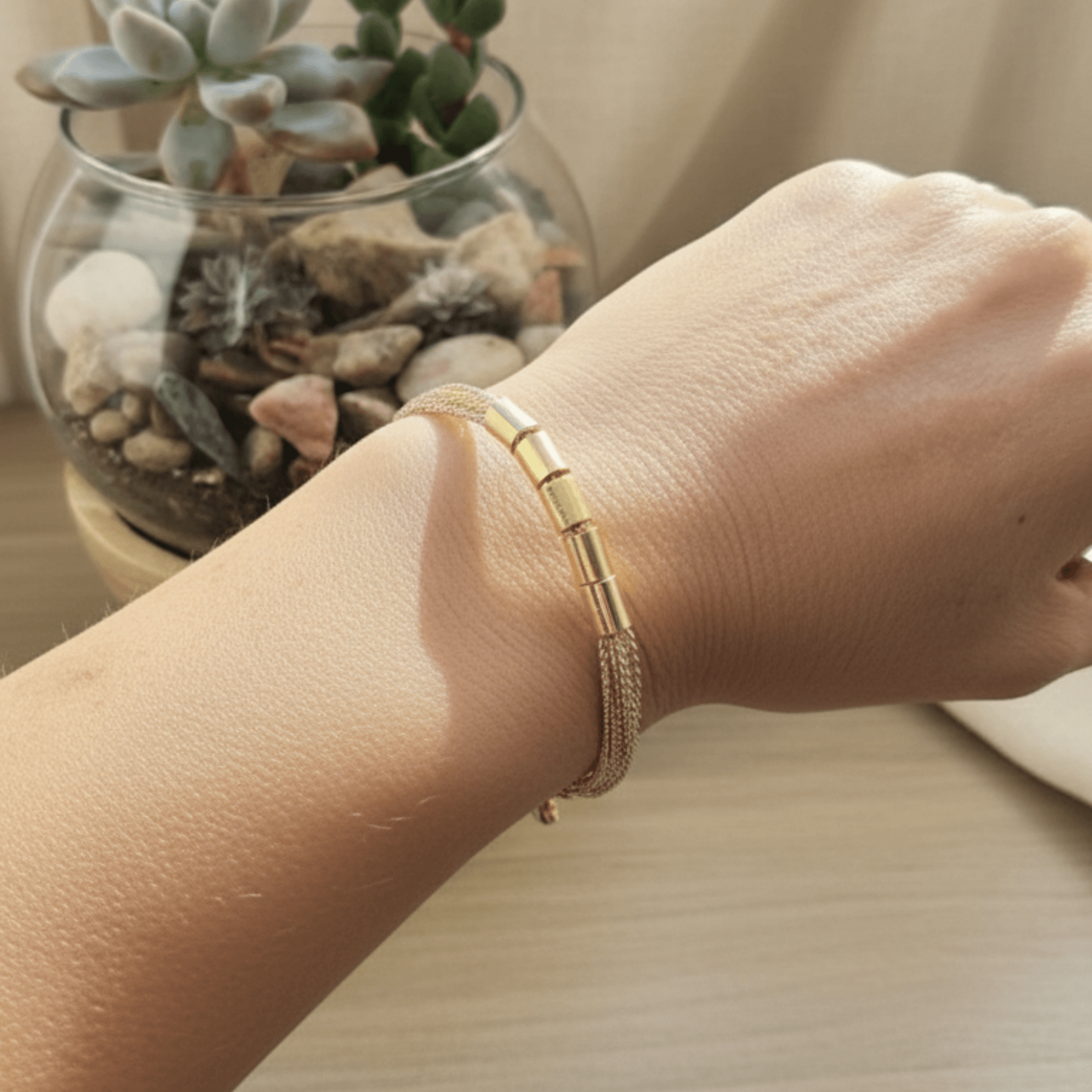 The Gilded Fiber Multi - Strand Bracelet