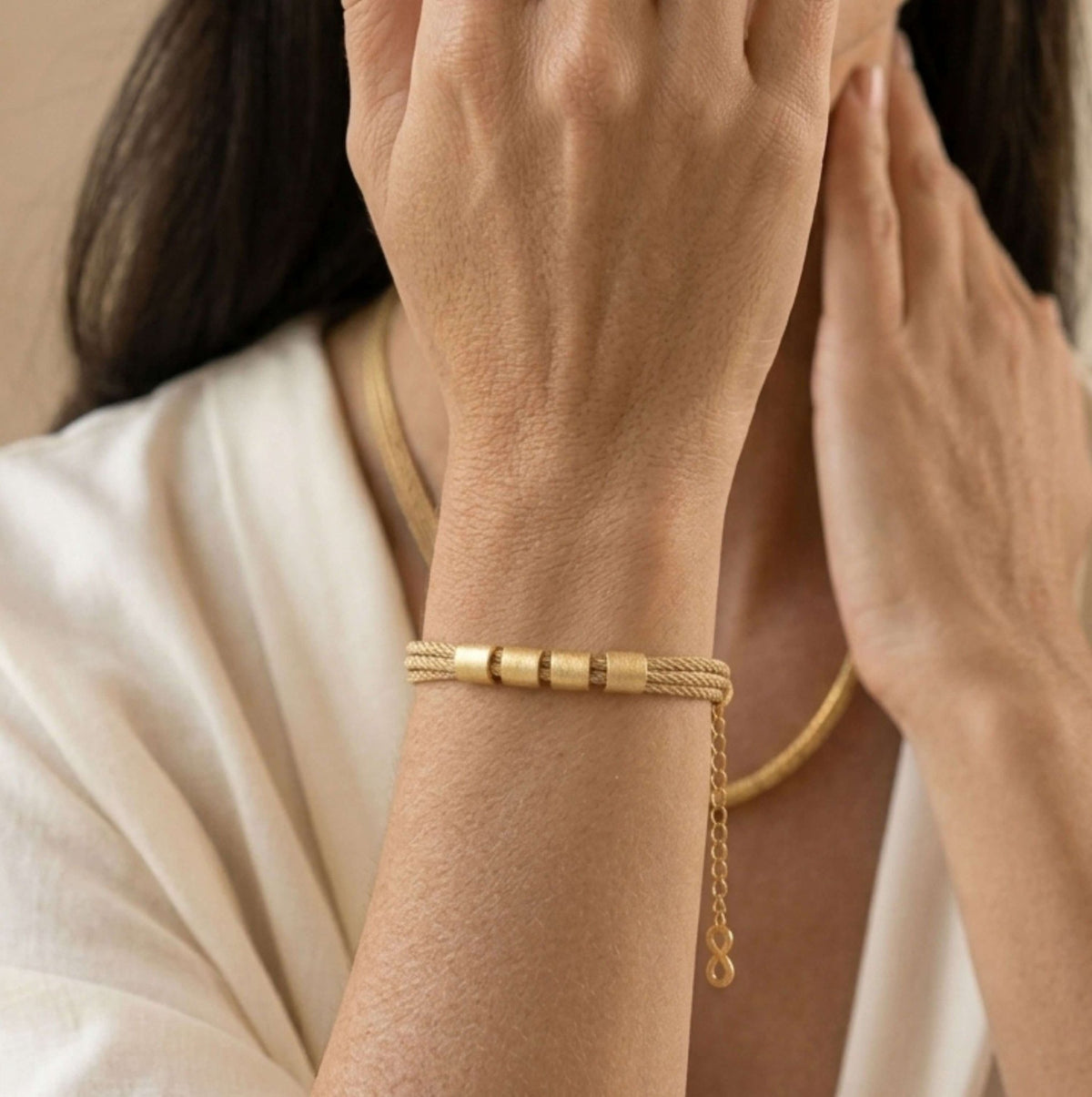 The Gilded Fiber Multi-Strand Bracelet