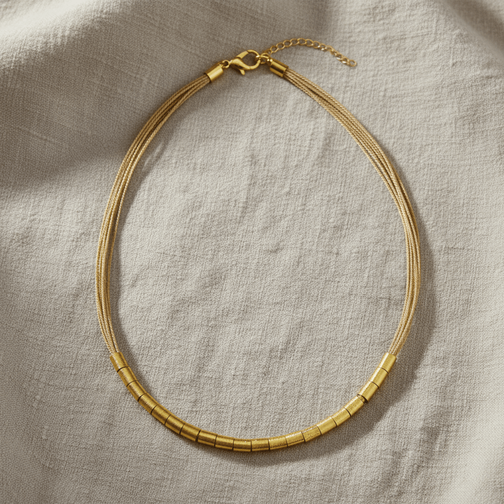 The Gilded Fiber Multi - Strand Necklace