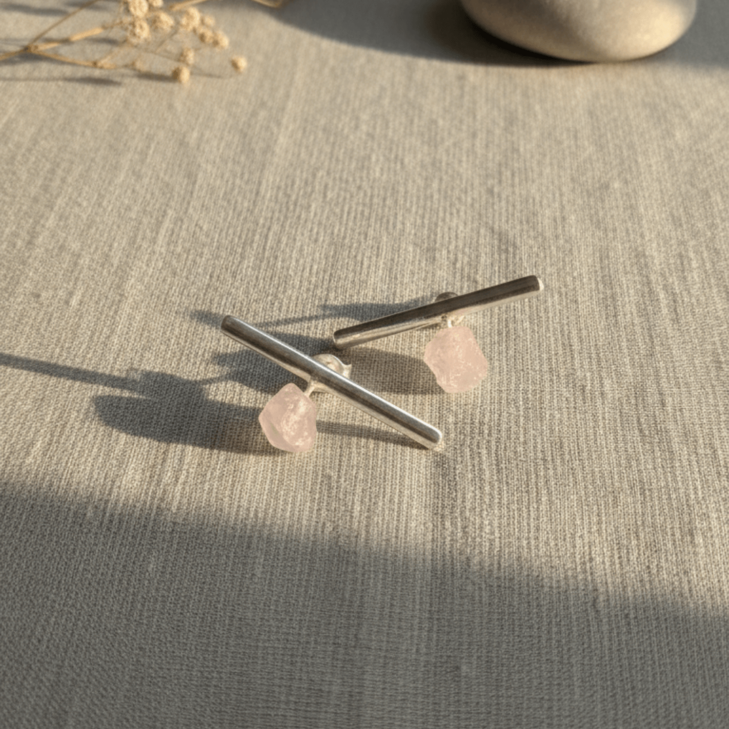 The Modern Raw Gemstone Stick Earrings | Minimalist Natural Stone Jewelry