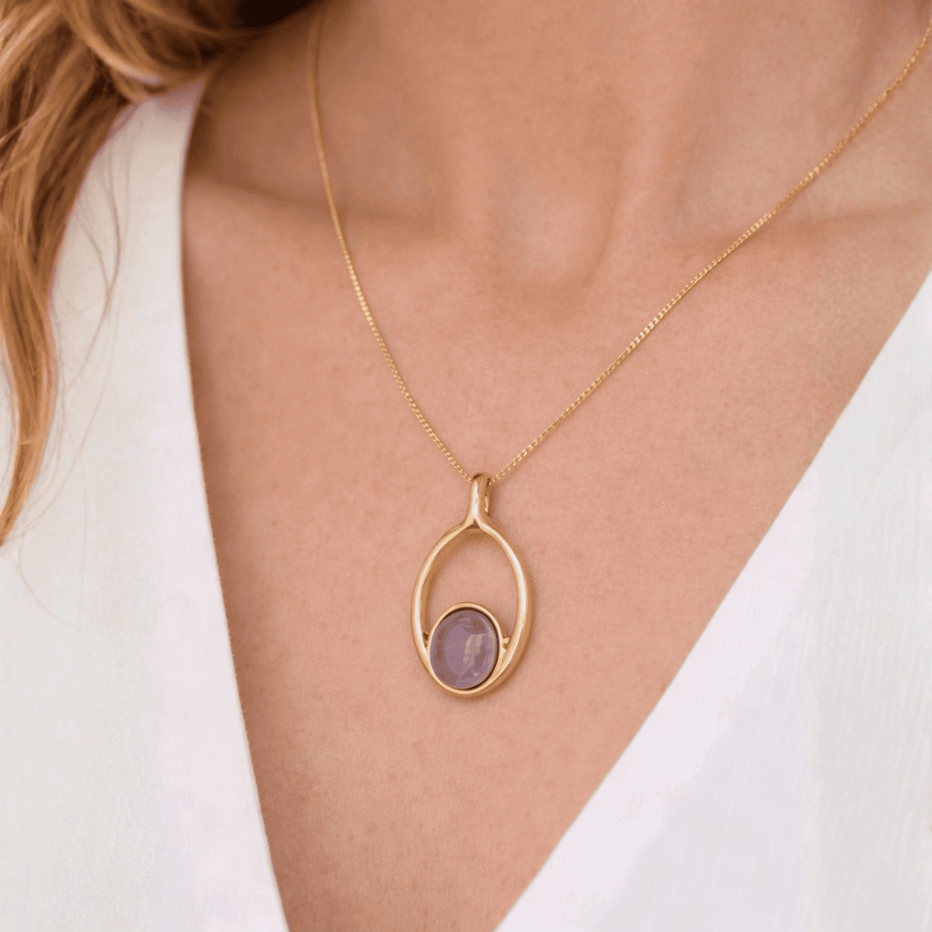 The Serene Aura Necklace – Polished Amethyst & Gold
