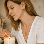 The Serene Aura Stud Earrings – Polished Amethyst & Gold